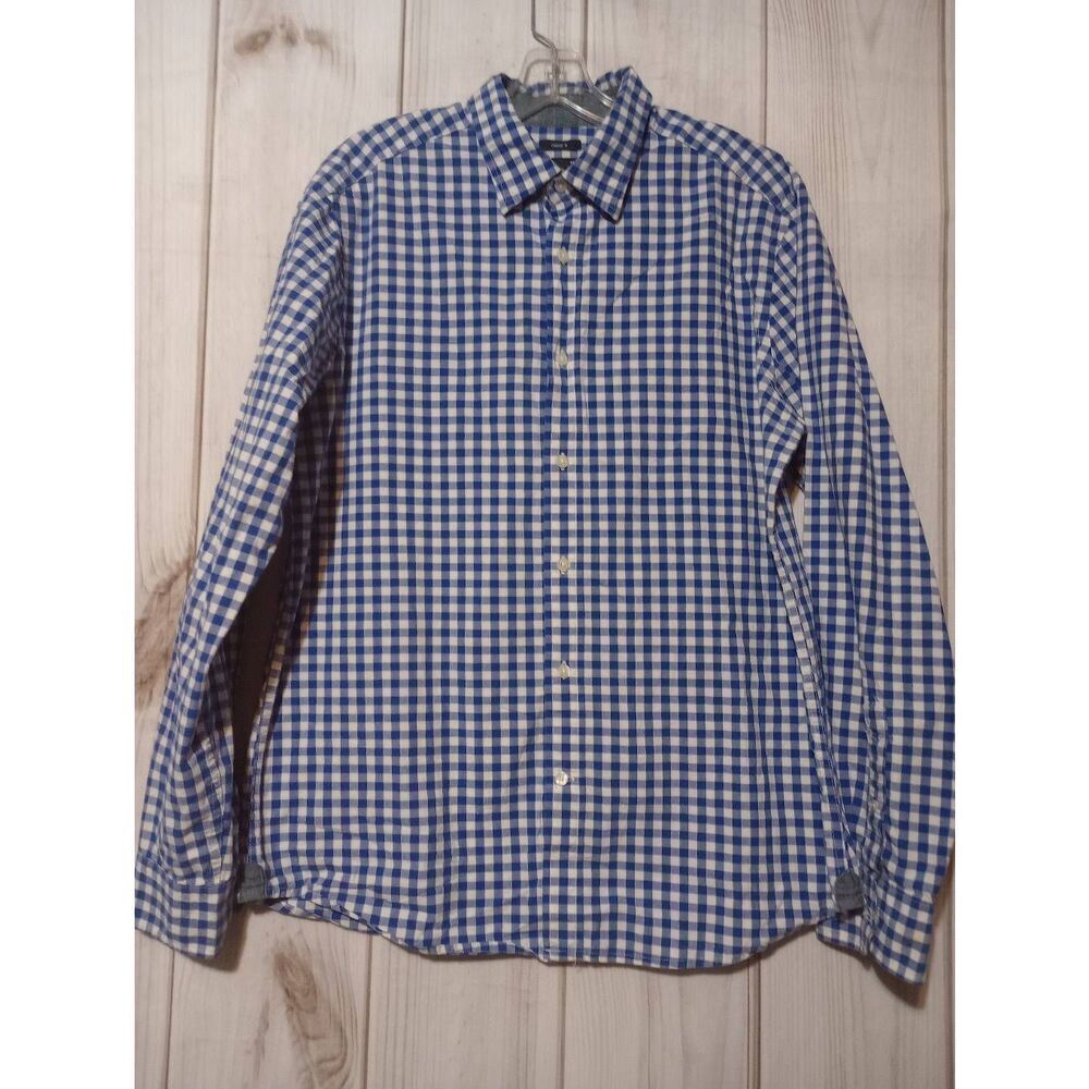 Gap Men's Blue Gingham‎ Classic Fit Long Sleeve Button Down Shirt Size Large